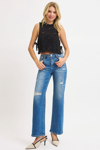High Rise Ankle Straight Front Body Distressed