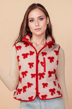 Load image into Gallery viewer, Textured Bow &amp; Floral Printed Vest