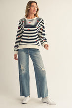 Load image into Gallery viewer, Cherry Embroidered Casual Stripe Top