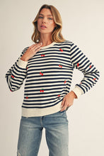 Load image into Gallery viewer, Cherry Embroidered Casual Stripe Top