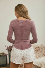Load image into Gallery viewer, Washed Long Sleeve Ribbed Henley Knit Top