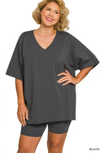 Load image into Gallery viewer, COTTON V-NECK TOP AND BIKER SHORTS SET