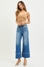 Load image into Gallery viewer, High Rise Cropped Wide Leg Cuff Button Detail