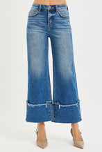 Load image into Gallery viewer, High Rise Cropped Wide Leg Cuff Button Detail