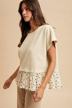 Load image into Gallery viewer, Polka Dot Ruffle Hem Textured Knit Top