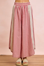 Load image into Gallery viewer, Floral Eyelet Side Elastic Stripes Wide Leg Pants
