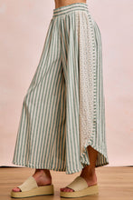 Load image into Gallery viewer, Floral Eyelet Side Elastic Stripes Wide Leg Pants