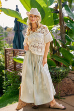 Load image into Gallery viewer, Floral Eyelet Side Elastic Stripes Wide Leg Pants