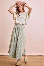 Load image into Gallery viewer, Floral Eyelet Side Elastic Stripes Wide Leg Pants