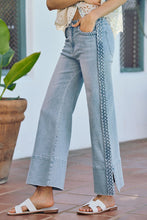 Load image into Gallery viewer, Wide Leg Flare Denim Jeans With Side Braids