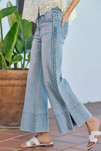 Load image into Gallery viewer, Wide Leg Flare Denim Jeans With Side Braids