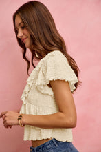 Load image into Gallery viewer, TEXTURED KNIT RUFFLE V NECK KNIT TOP