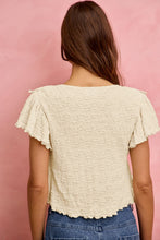 Load image into Gallery viewer, TEXTURED KNIT RUFFLE V NECK KNIT TOP