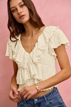 Load image into Gallery viewer, TEXTURED KNIT RUFFLE V NECK KNIT TOP
