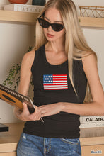 Load image into Gallery viewer, Ribbed American Flag Patch Scoop Neck Tank Top
