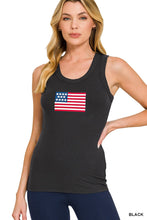 Load image into Gallery viewer, Ribbed American Flag Patch Scoop Neck Tank Top