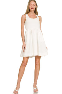 combination knit dress COMBINATION KNIT HALTER DRESS - White