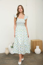 Load image into Gallery viewer, Floral Tile Pattern Smocked Sleeveless Midi Dress
