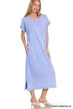 Load image into Gallery viewer, Washed Exposed Seam Short Sleeve T-shirts Dress