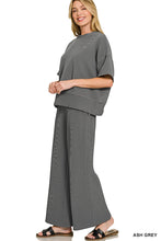 Load image into Gallery viewer, Ribbed Round Neck Tee &amp; Pants Set
