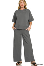 Load image into Gallery viewer, Ribbed Round Neck Tee &amp; Pants Set
