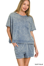 Load image into Gallery viewer, Acid Washed Oversized Top &amp; Shorts Set