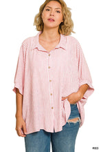 Load image into Gallery viewer, Woven Stripe Button Down Boxy Top