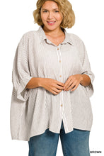 Load image into Gallery viewer, Woven Stripe Button Down Boxy Top