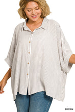 Load image into Gallery viewer, Woven Stripe Button Down Boxy Top