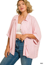 Load image into Gallery viewer, Woven Stripe Button Down Boxy Top