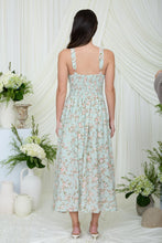Load image into Gallery viewer, Floral Lace Trim Corset Sleeveless Midi Dress