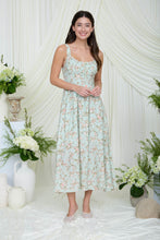 Load image into Gallery viewer, Floral Lace Trim Corset Sleeveless Midi Dress