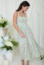 Load image into Gallery viewer, Floral Lace Trim Corset Sleeveless Midi Dress