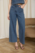 Load image into Gallery viewer, Stripe Washed Denim Waist Tie Strap Jeans