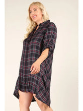 Load image into Gallery viewer, Plus Size Plaid Print Tunic Dress