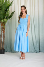 Load image into Gallery viewer, Sweetheart Smocked Mock Button Midi Dress