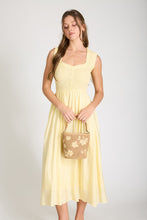 Load image into Gallery viewer, Sweetheart Smocked Mock Button Midi Dress