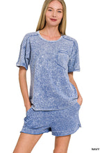 Load image into Gallery viewer, Halo Snow Washed Exposed Seam Top &amp; Shorts Set