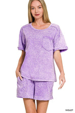 Load image into Gallery viewer, Halo Snow Washed Exposed Seam Top &amp; Shorts Set