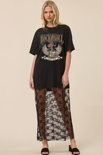 Load image into Gallery viewer, Rock N Roll Vintage Sheer Floral Lace T-shirt Maxi Dress
