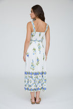 Load image into Gallery viewer, Floral Border Pattern Belt Strap Midi Dress