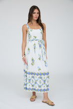 Load image into Gallery viewer, Floral Border Pattern Belt Strap Midi Dress
