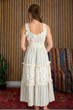 Load image into Gallery viewer, Floral Colorblock Ruffled Tiered Midi Dress