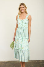 Load image into Gallery viewer, Floral Colorblock Ruffled Tiered Midi Dress