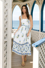 Load image into Gallery viewer, Floral Border Pattern Belt Strap Midi Dress