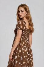 Load image into Gallery viewer, Floral Smocked Square Neck Puff Sleeve Dress