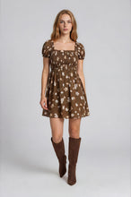 Load image into Gallery viewer, Floral Smocked Square Neck Puff Sleeve Dress