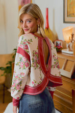 Load image into Gallery viewer, Floral Brushed Terry Open Back Long Sleeves Top