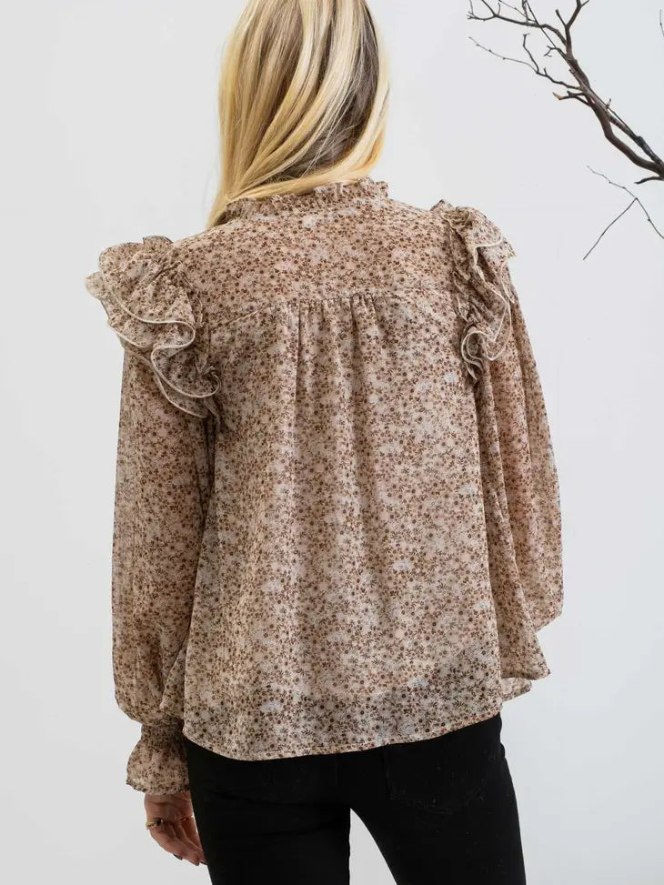 Double Mini Ruffle Long Sleeve Top