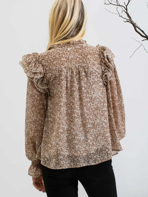 Double Mini Ruffle Long Sleeve Top